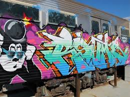 The Craned Trains Bombed Again End To End Project Melbourne Land Of Sunshine Melbourne Graffiti Train Graffiti Street Art Graffiti