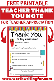 Goodbye to students from teacher (preschool, elementary) dear parents, the last day of school… the closing of one door and the opening of another. Free Printable Teacher Thank You Note Perfect For Teacher Appreciation
