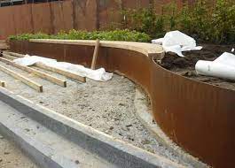 Bespoke Corten Steel Edging Handyside Park London Corten Steel Planters Steel Retaining Wall Garden Retaining Wall