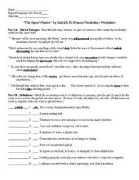 What is the meaning of dissoluble as it is used in paragraph 3 of the passage? The Open Window Commonlit Answer Key The Open Window Book By Saki Trivia Questions Quiz