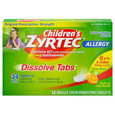 Childrens Zyrtec 24 Hour Allergy Dissolve Tablets Citrus Flavor Citrus
