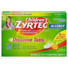 childrens zyrtec 24 hour allergy dissolve tablets citrus flavor citrus