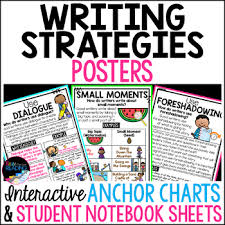Writing Strategies Posters Anchor Charts Writers Notebook Sheets