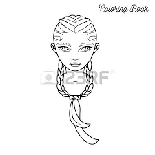 Coloring Book With Cartoon Girl With Braided Hair And Cat Eyes Cartoon Hair Girl Cartoon Girl Cartoon Characters