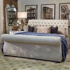 This Chic Upholstered Sleigh Bed Features A Luxurious Rolled Headboard And Footboard And Diamond Button Tufted Details The L Home Home Decor Bedroom Furniture