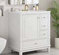 Dexmalle 30-in White Modern Freestanding Single Sink Bathroom Vanity With  Ceramic Top