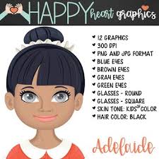 Student Female Girl Kids Of Color Black Hair Clipart Happy Heart Female Girl Hair Clipart Clip Art