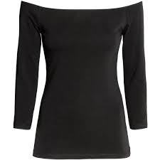 H M Off The Shoulder Top Tops Black Off Shoulder Top Three Quarter Sleeve Tops
