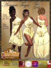 **as halloween is approaching, turnaround times will be much faster. Second Life Marketplace Goddess Artemis Toga Costume In Tan Gold W Appliers