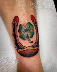 Tatto design of four leaf clover wrist designsideasin picture 18436 clover tattoos shamrock tattoos four leaf clover tattoo. Traditional Horseshoe And Four Leaf Clover Tattoo By Justin Gorbey Of Godspeed Tattoo Breckenridge Colorado Album On Imgur