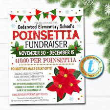 Poinsettia Fundraiser Flyer Christmas School Church Pto Pta Etsy Fundraiser Flyer Christmas School Xmas Shopping