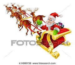 Vous cherchez un coloriage père noël, voici une collection de 85 dessins de père de noël à imprimer gratuitement. Dessin Anime Noel Pere Noel Traineau Banque D Illustrations K14989738 Fotosearch