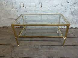 Vintage brass and glass tray top coffee table. Antiques Atlas Vintage Brass Coffee Table With Glass Shelves