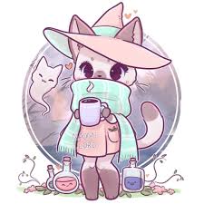 Winter Kitty Witch I Wanna Draw More Animals As Witches Should I What Animal Cute Animal Drawings Kawaii Cute Animal Drawings Cute Kawaii Drawings