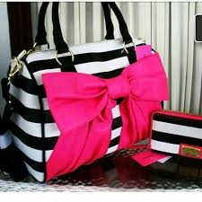 Black And White Striped Purse With Red Bow Maravilloso Bags
