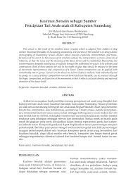 Semoga materi yang dipaparkan pada artikel ini mudah dipahami dan dapat bermanfaat bagi para pembaca. Pdf Kaulinan Barudak Sebagai Sumber Penciptaan Tari Anak Anak Di Kabupaten Sumedang