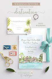 Dea Villas Bali Indonesia Wedding Invitation Hand Painted Wedding Destination Wedding Invitations Wedding Invitations