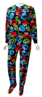 Sesame Street Elmo Oscar Cookie Monster Fleece Footie Onesie Pajamas What A Fun Trio These Pajamas For Women Featu Footie Pajama Womens Fleece Pajamas Women