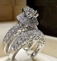 3 00 Ct Round Diamond Engagement Bridal Ring Wedding Set 14k White Gold Over Bridal Rings Bridal Ring Sets Bridal Jewelry