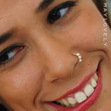 Nose Hoop,pearl Nose Ring, Pearl Helix Hoop, Gold Cartilage Hoop Earring,  Tiny Pearl Nose Ring, Pearl Nose Jewelry