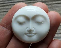 Hand Carved Bone Sunshine Face Pendant