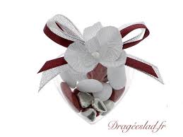 Les dragées, contenants dragées et boite à dragées. Coeur Dragee Orchidee Blanche Contenant Dragees Mariage Original Drageeslad