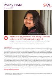 PDF) Adolescent psychosocial well-being and voice and agency in Chittagong,  Bangladesh