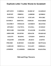 Abacist · abaculi · abalone · abandon ; Duplicate Letter 7 Letter Words For Scrabble Navarro Bob And Espy 9781517575595 Amazon Com Books