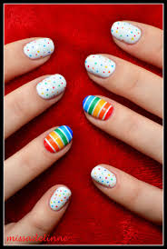 This Is Pretty Another Inspiration To Add To My Simple Nail Art Collection Colourful Rainbow Dot Manicure With Rainbow Nail Art Cute Nail Art Rainbow Nails