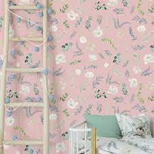Pink Floral Wallpaper Farmhouse Nursery Wallpaper Removable Etsy Pink Floral Wallpaper Floral Wallpaper Nursery Wallpaper