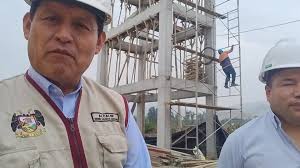 ALCALDE DE AUCALLAMA VERIFICA AVANCES EN LA CONSTRUCCIÓN DEL TANQUE ELEVADO  EN EL RINCON, El Ing. Edwin Valdivia constató que la obra cuenta con un  avance del 80%.