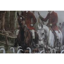 Vintage Lithograph of a British Fox Hunting Scene "The Pink of Condition" by George Wright | Chairish