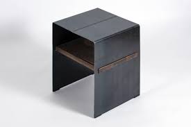 Folded Metal Side Table With Wood Inlay Shelf 2 Side Table Metal Side Table Wood Inlay