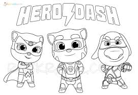 Each animal has its own unique superpower. Talking Tom Hero Dash Coloring Pages New Pictures Free Printable