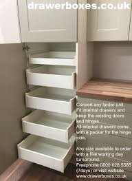 Blum Space Tower Easily Convert A Shelved Larder Unit Into A Drawer Unit Making Full Use Of The Available Replacement Kitchen Drawers Kitchen Cupboard Storage