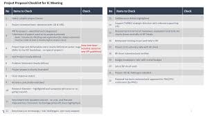 project proposal checklist for ic meeting ppt download