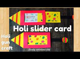 With colours being the most essential part of the celebrations, holi cards come with packets of colours inside and some even have small pichkaris attached. Handmade Holigun Slider Card Ll Holi Craft For Kids How To Make Holigun Card Easy Kids Card Ideas