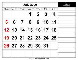 Printable july 2020 calendar to print out monthly calendar 2020. Free July 2020 Printable Calendar