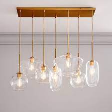 Sculptural Glass 7 Light Multi Chandelier Clear Chandelier Lighting Modern Chandelier Contemporary Chandelier