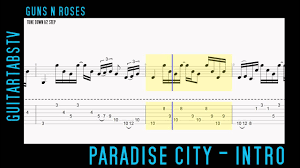 Choose and determine which version of paradise city chords and tabs by guns n roses you can play. Paradise City Guns N Roses Intro Riff Guitar Tab Pdf Sheet Youtube