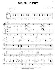 Mr Blue Sky Sheet Music Electric Light Orchestra Piano Vocal Guitar Chords Right Hand Melody