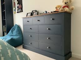 Painted Chest Of Drawers With Pine Top Pine Furniture Furniture Blue Drawers