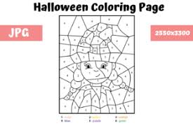 Imagine yourself into the fantastic world of unpredictable creatures while filling glitters in the drawings. Halloween Page Color By Number 3 Graphic By Mybeautifulfiles Creative Fabrica
