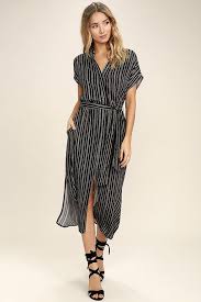 Desire Lines Black And White Striped Midi Dress Striped Midi Dress Midi Dress Casual Black Shirt Dress