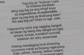 Pagibig sa tinubuang lupa poem analysis. Anong Uri Ng Tula Ang Pag Ibig Sa Tinubuang Lupa Brainly