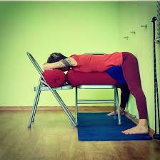 Sheela On Instagram Ardha Prasarita Padottanasana Restorative Style With Chairs Bolsters Blankets Back Restorative Yoga Poses Yoga Asanas Relaxing Yoga