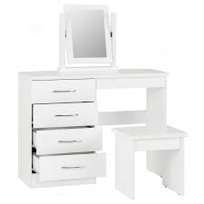 With classic consoles that make a statement and mirrored dressers that add your personality to your room, our collection is practical and stylish. Bbs1184 Nevada Dressing Table Set In White Gloss Bargain Shop