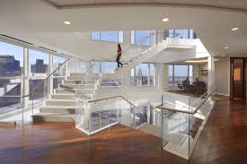 A Communicating Stair Connects Five Floors Of This Multi Floor Office Space And Offers Views Of The City Workplace Desig Open Office Layout Home Office Design