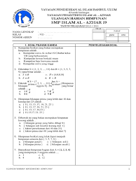 Soal himpunan kelas 7 pilihan ganda. 143116537 Latihan Soal Himpunan