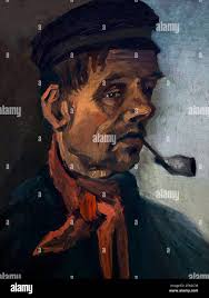 Head of a Man with a Pipe, Vincent van Gogh, 1885, Kroller-Muller Museum,  Hoge Veluwe National Park, Otterlo, Netherlands, Europe Stock Photo